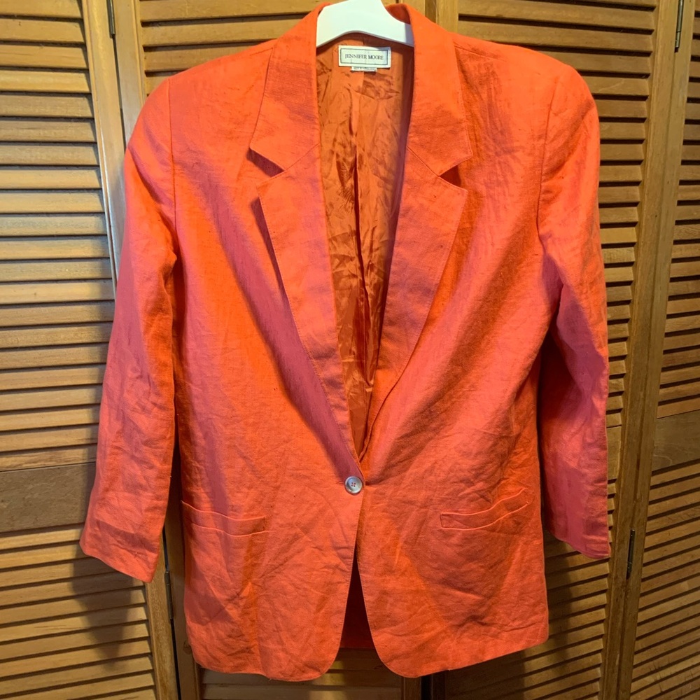 Vintage Jennifer Moore Orange Linen Blazer